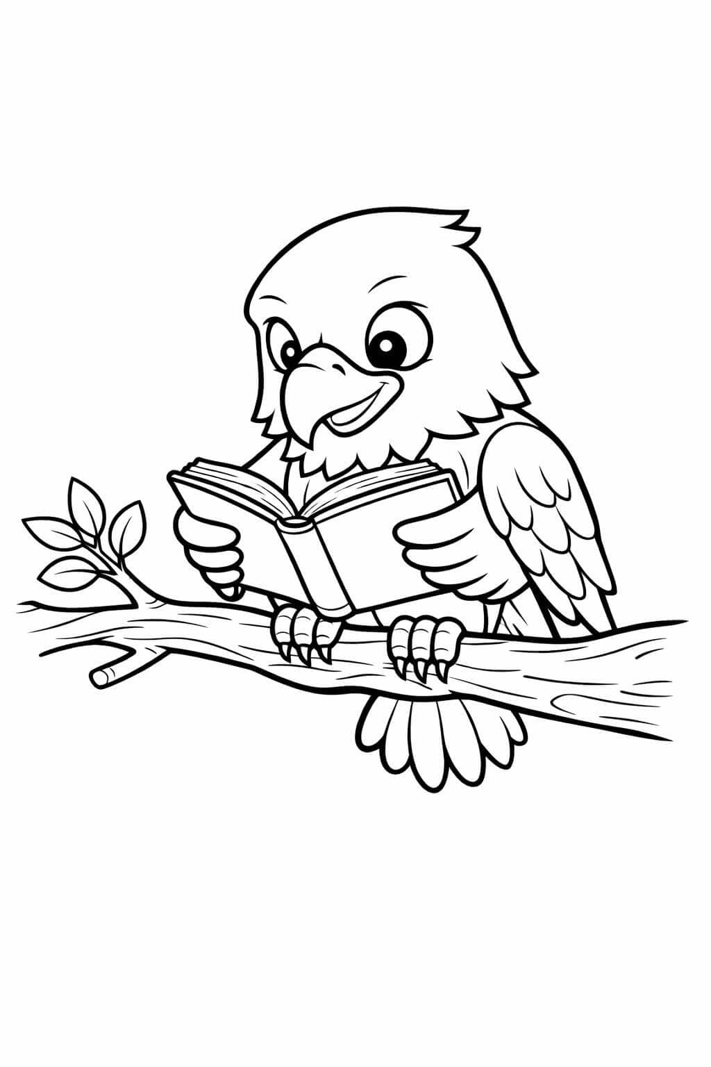 Adler liest ein Buch Ausmalbild