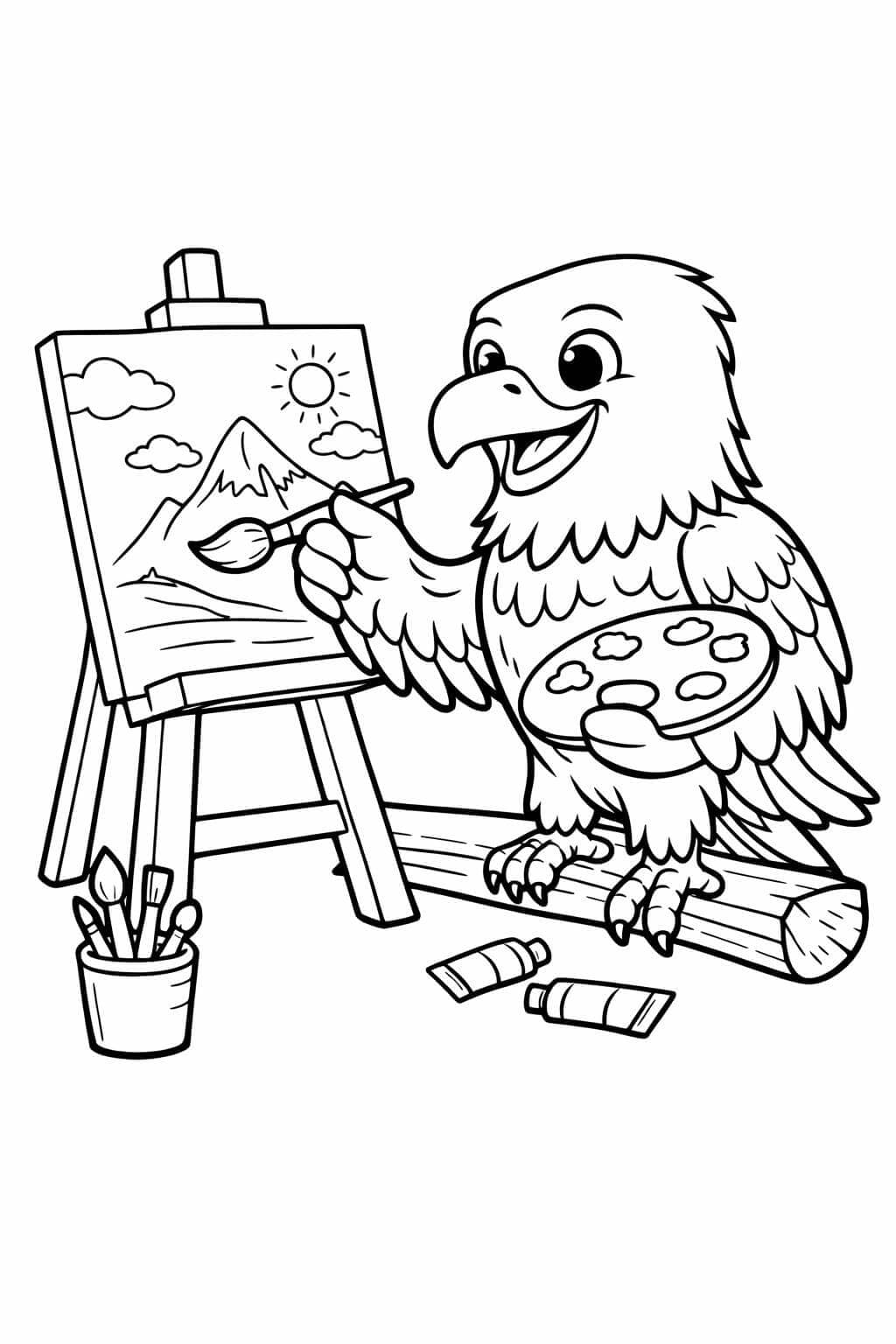 Adler malt ein Bild Ausmalbild