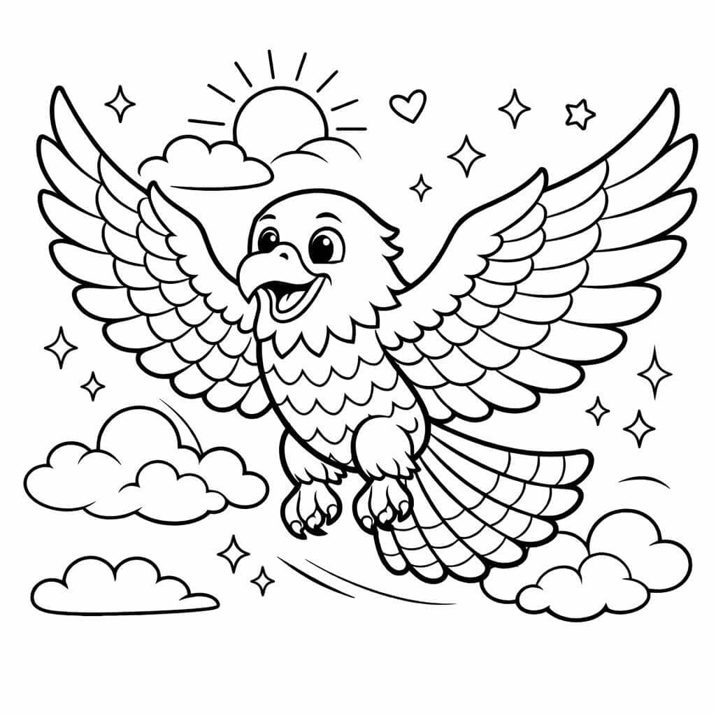 Adler mit Regenbogen Ausmalbild