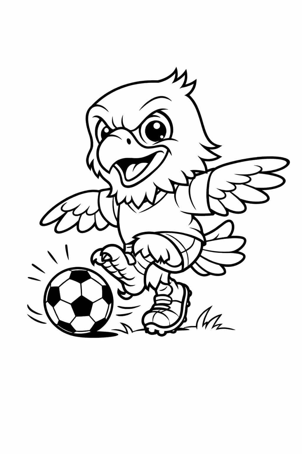 Adler spielt Fußball Ausmalbild