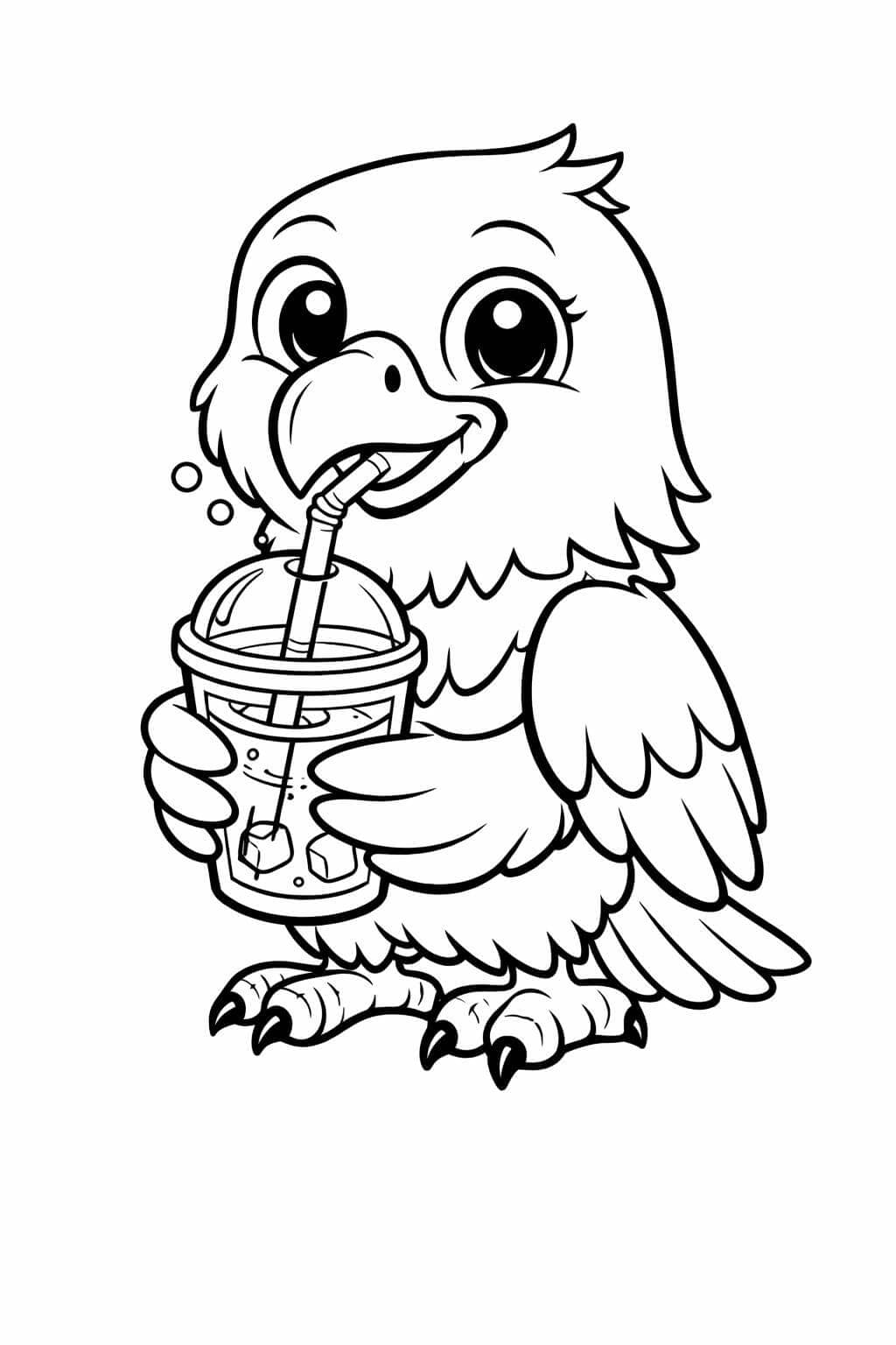 Adler trinkt Saft Ausmalbild