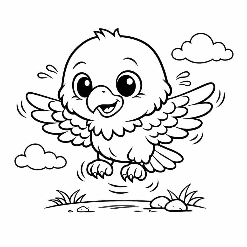 Adlerjunges lernt fliegen Ausmalbild