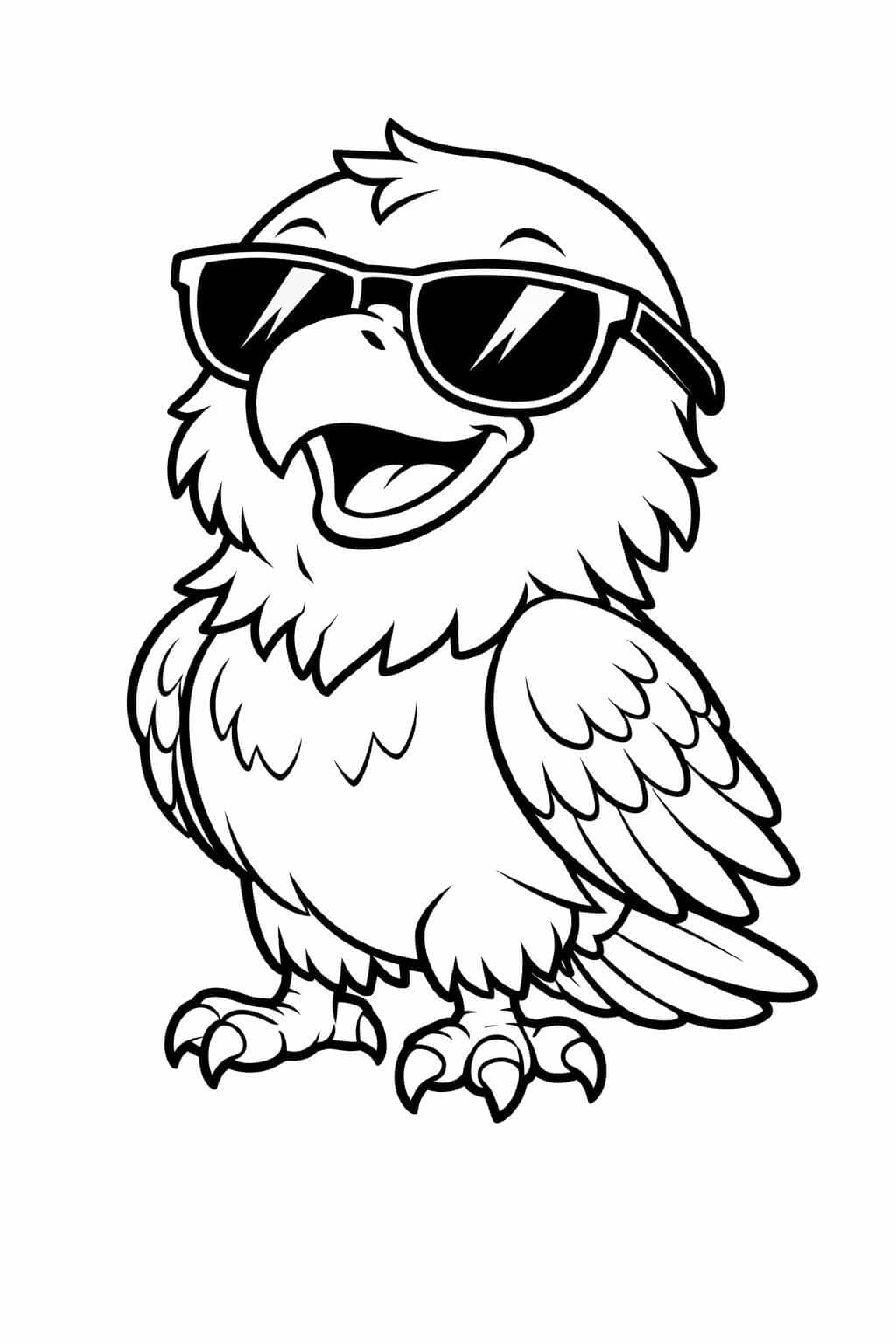 Lächelnder Adler mit Sonnenbrille Ausmalbild