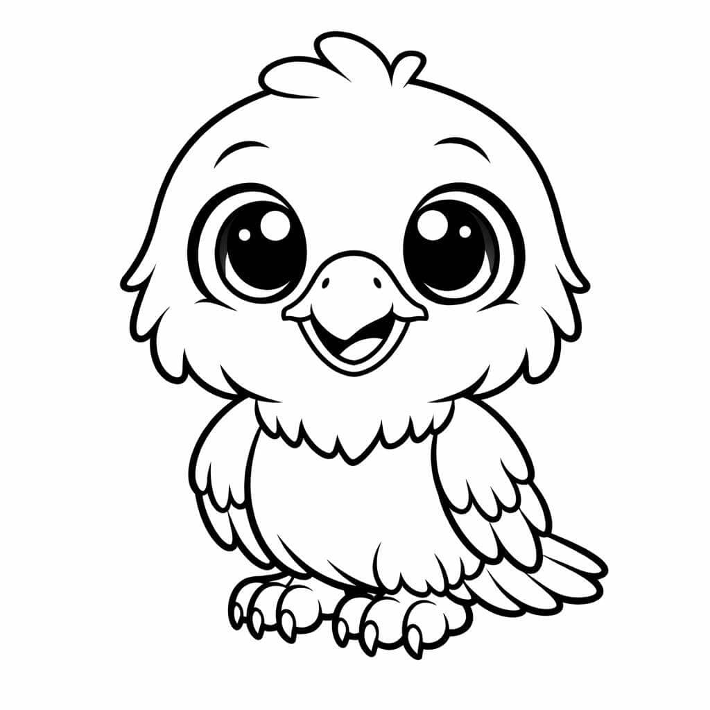 Niedlicher Adler mit großen Augen Ausmalbild