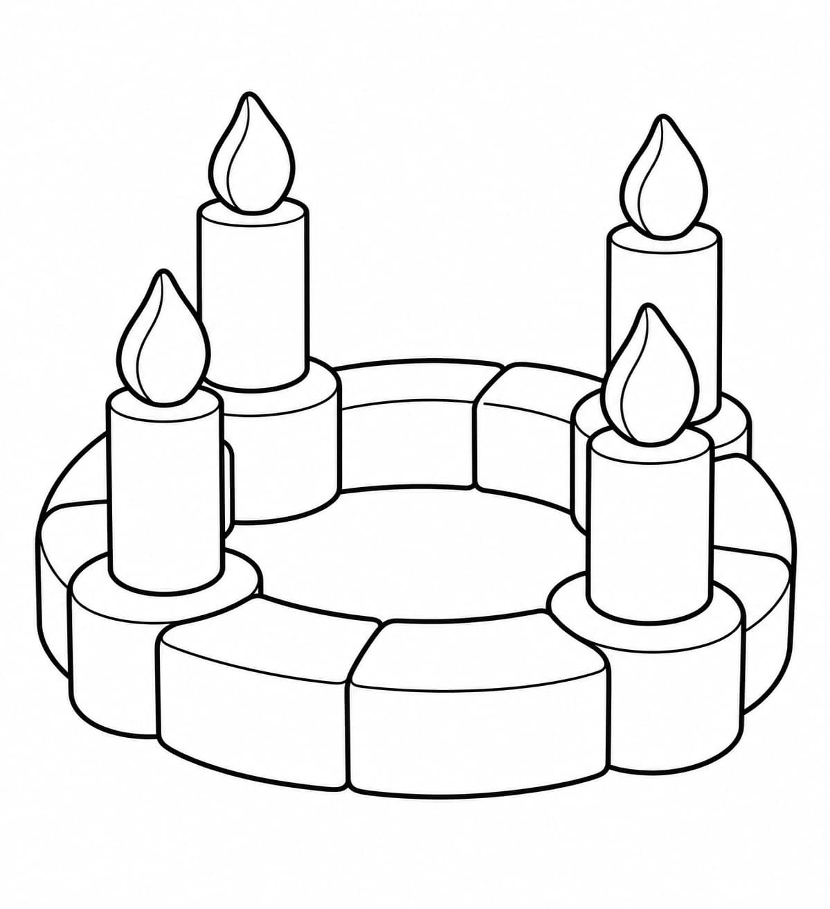 Ein Adventskranz aus Bauklötzen – einfache Malvorlage für Kinder