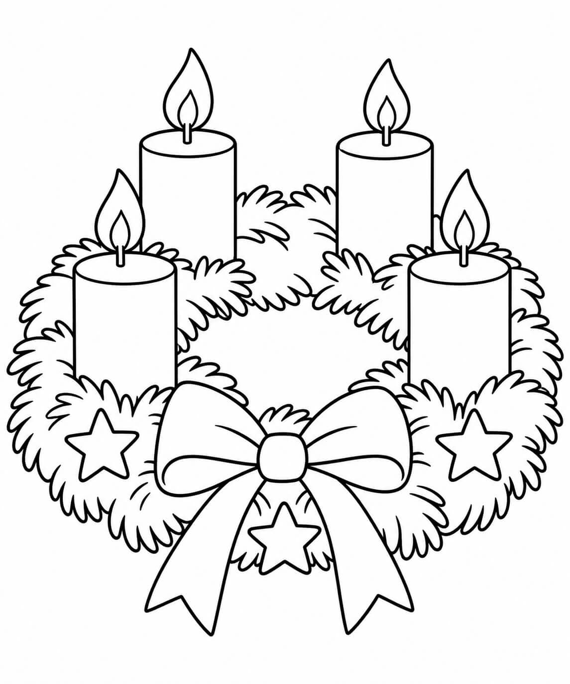 Adventskranz Ausmalbild für Kinder – einfache Malvorlage für Kinder