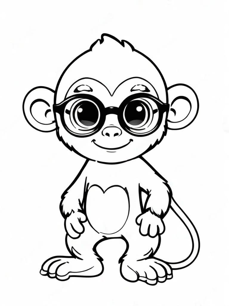Affe mit Brille Ausmalbild