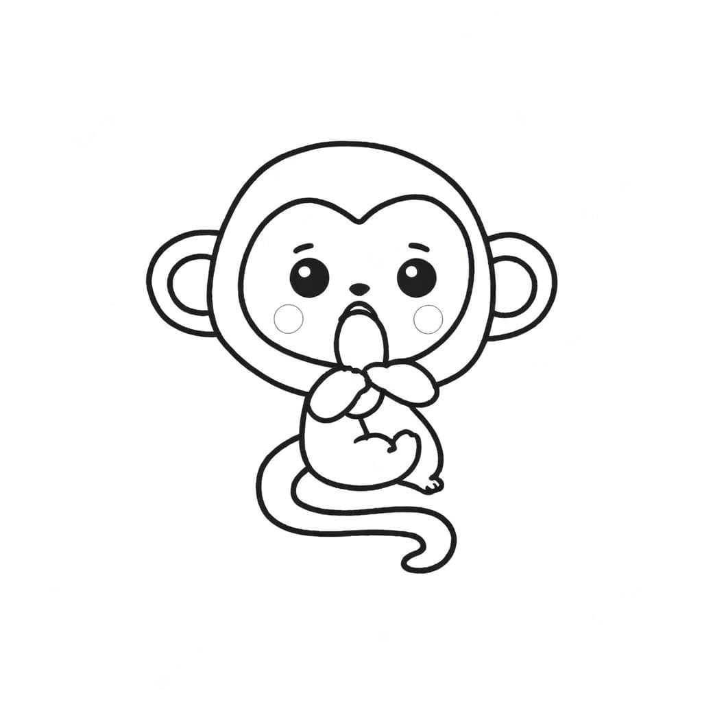 Affenbaby isst Banane Ausmalbild