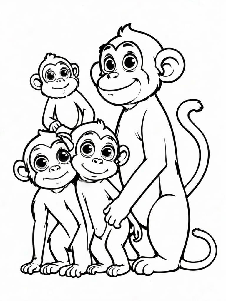 Affenfamilie Ausmalbild