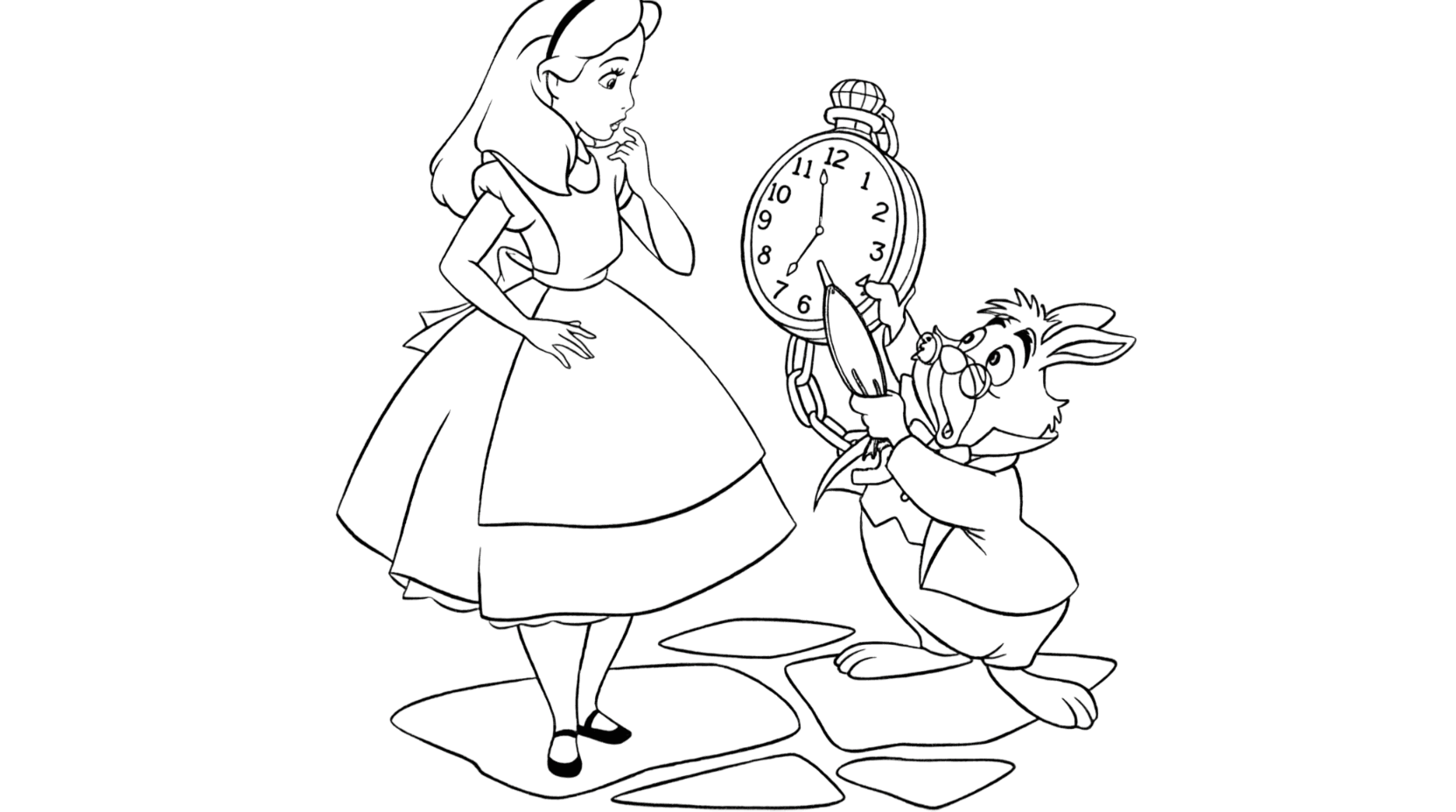 Alice und Grinsekatze Ausmalbild