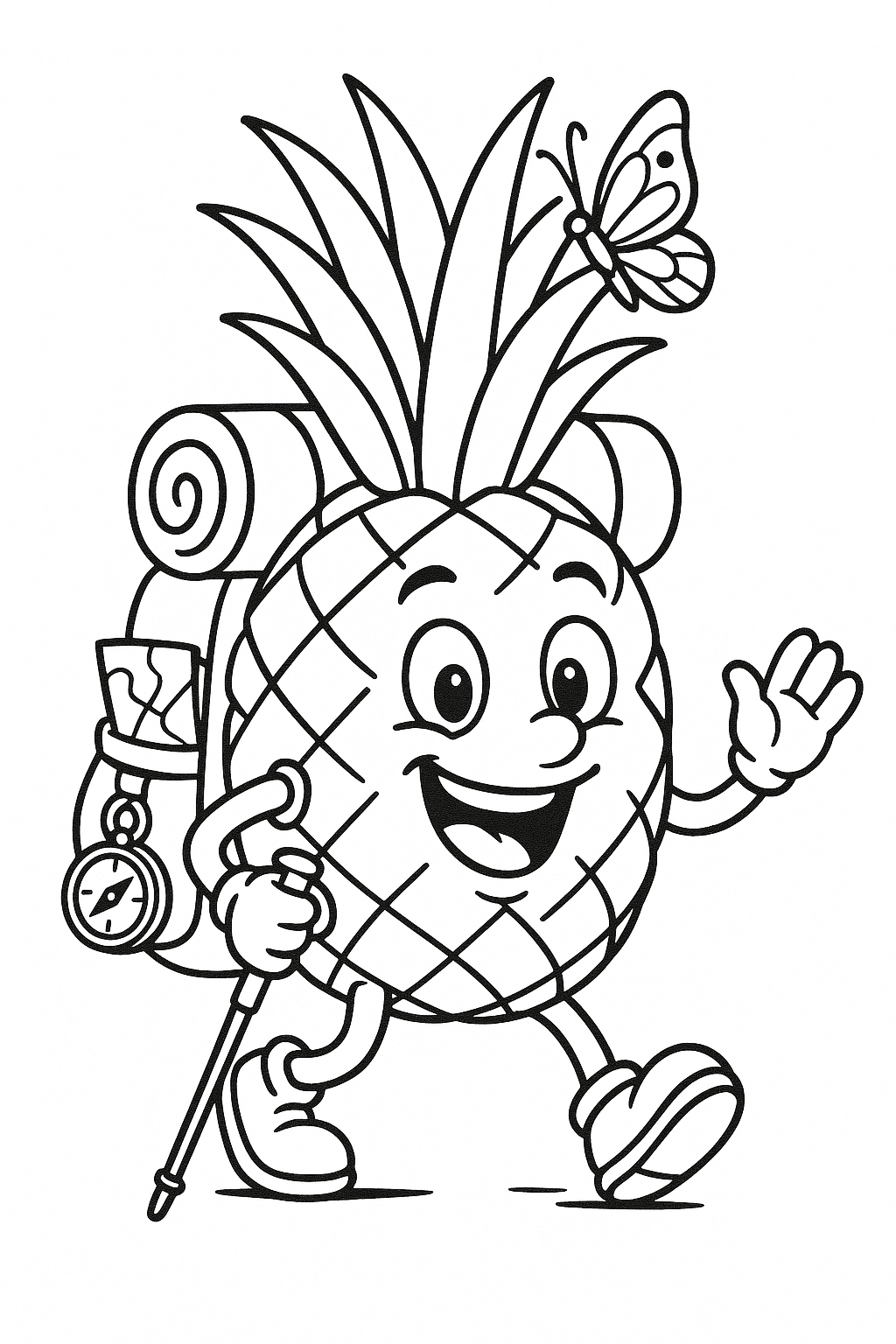 Abenteuerlicher Ananas Ausmalbild