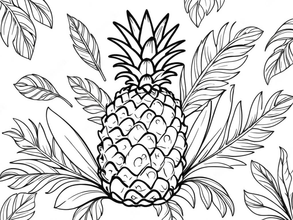 Ananas Blätter Variante Ausmalbild