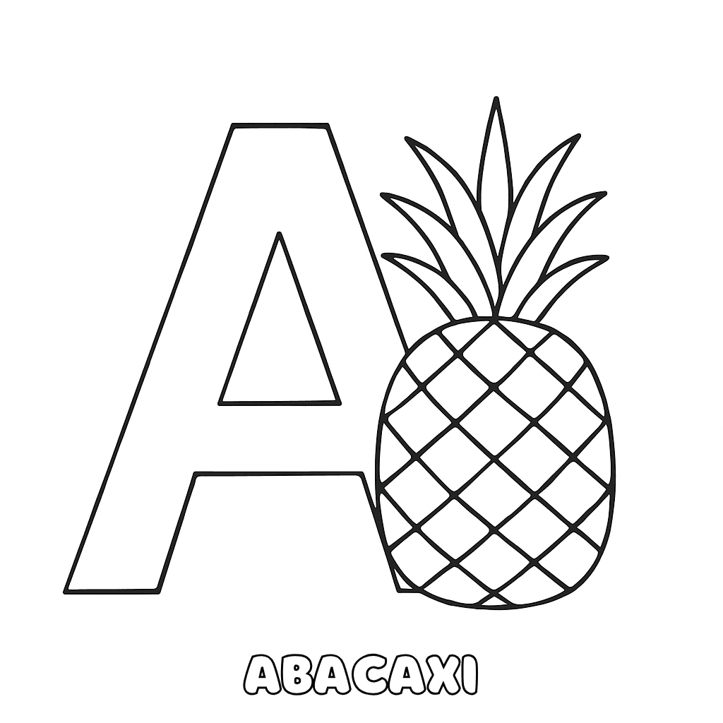 Ananas Buchstabe A Ausmalbild