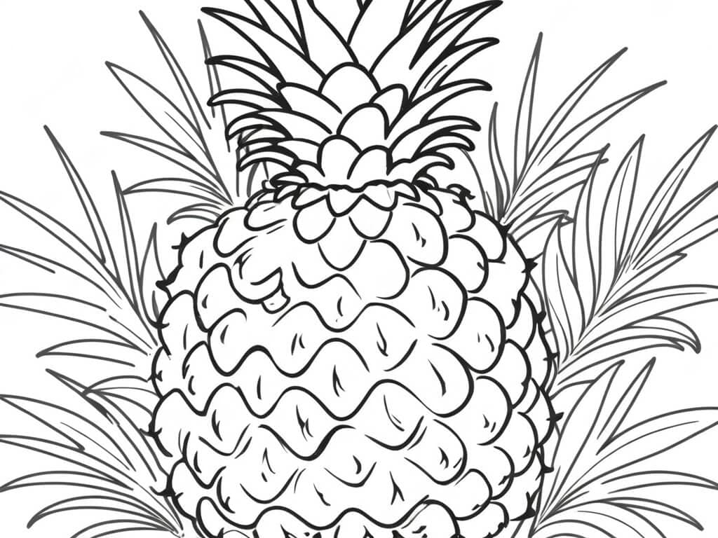 Ananas in Blättern Ausmalbild
