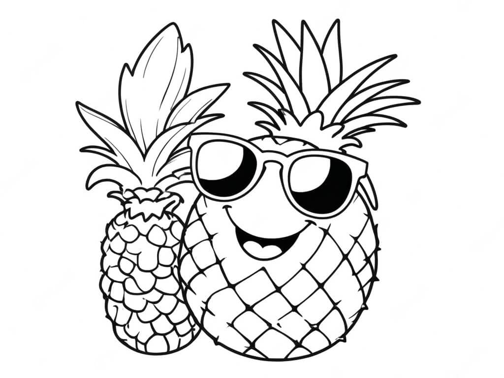 Ananas mit Sonnenbrille Ausmalbild