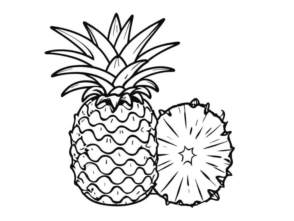 Geschnittener Ananas Ausmalbild