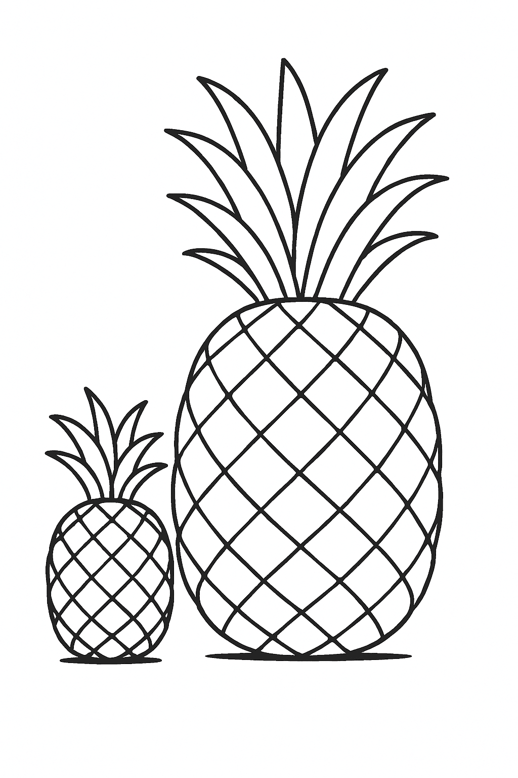Großer und kleiner Ananas Ausmalbild