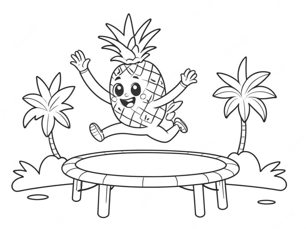 Springender Ananas Ausmalbild