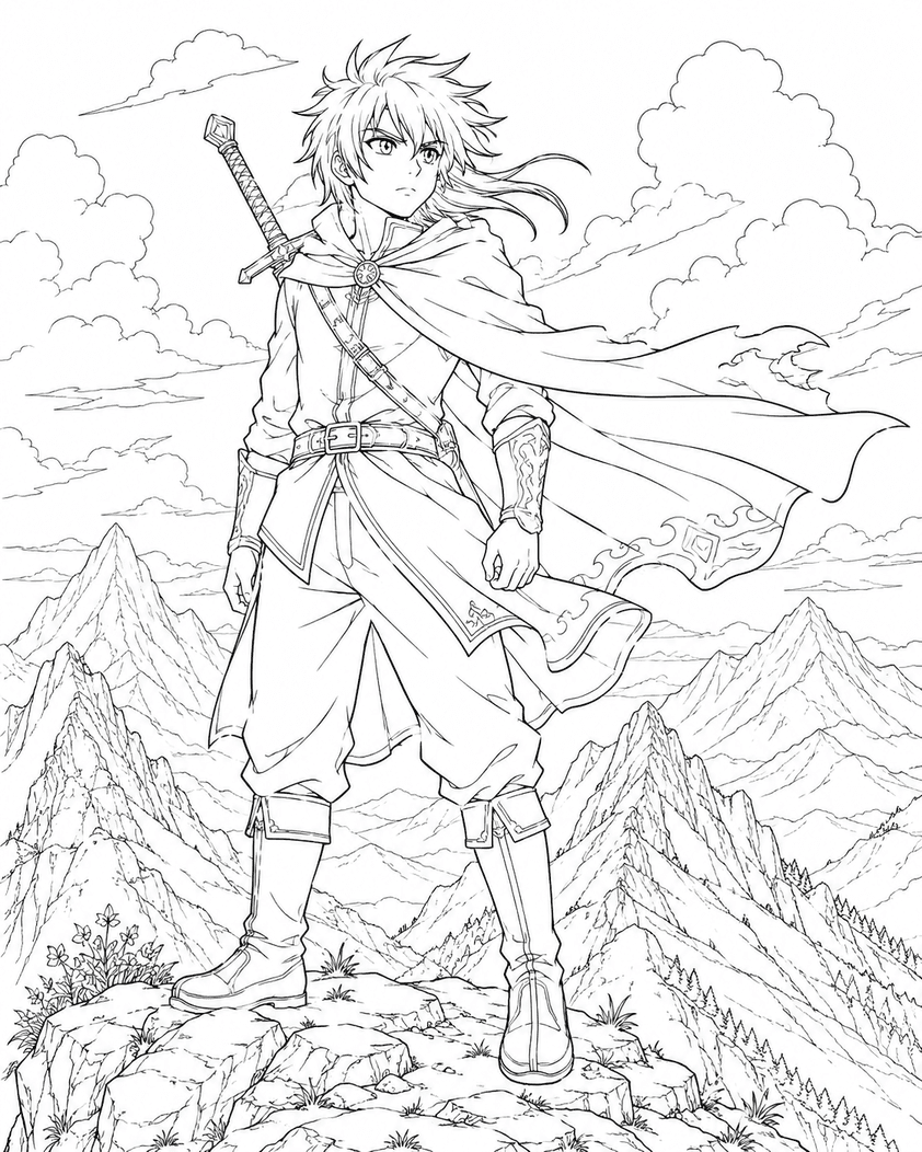 Anime Samurai Ausmalbild