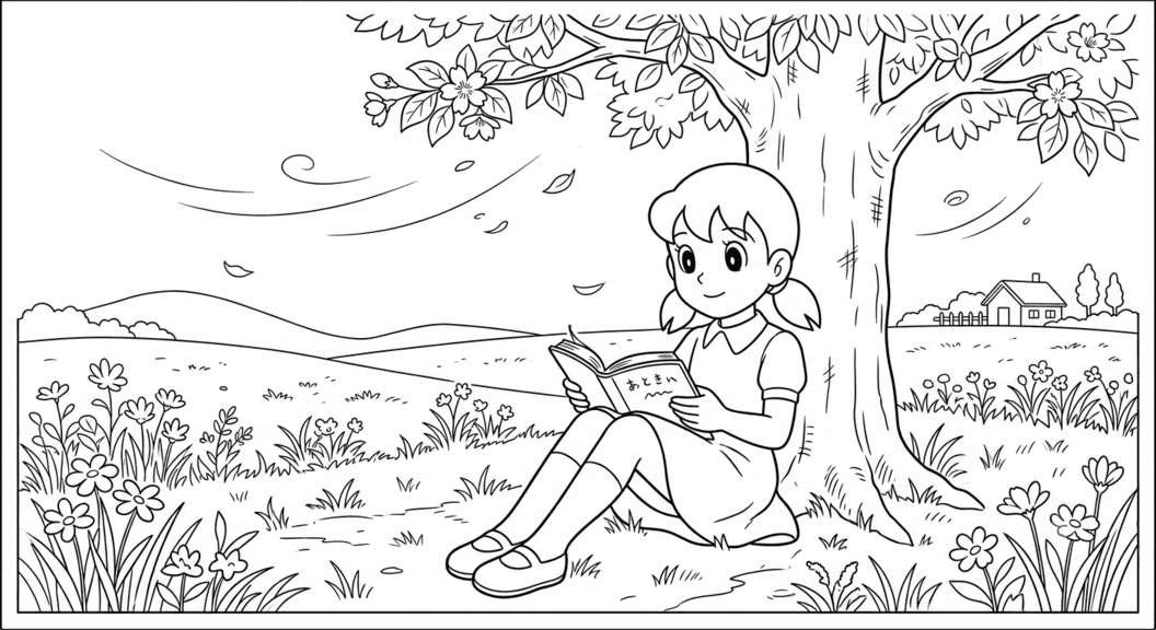 Niedliches Anime Mädchen Ausmalbild