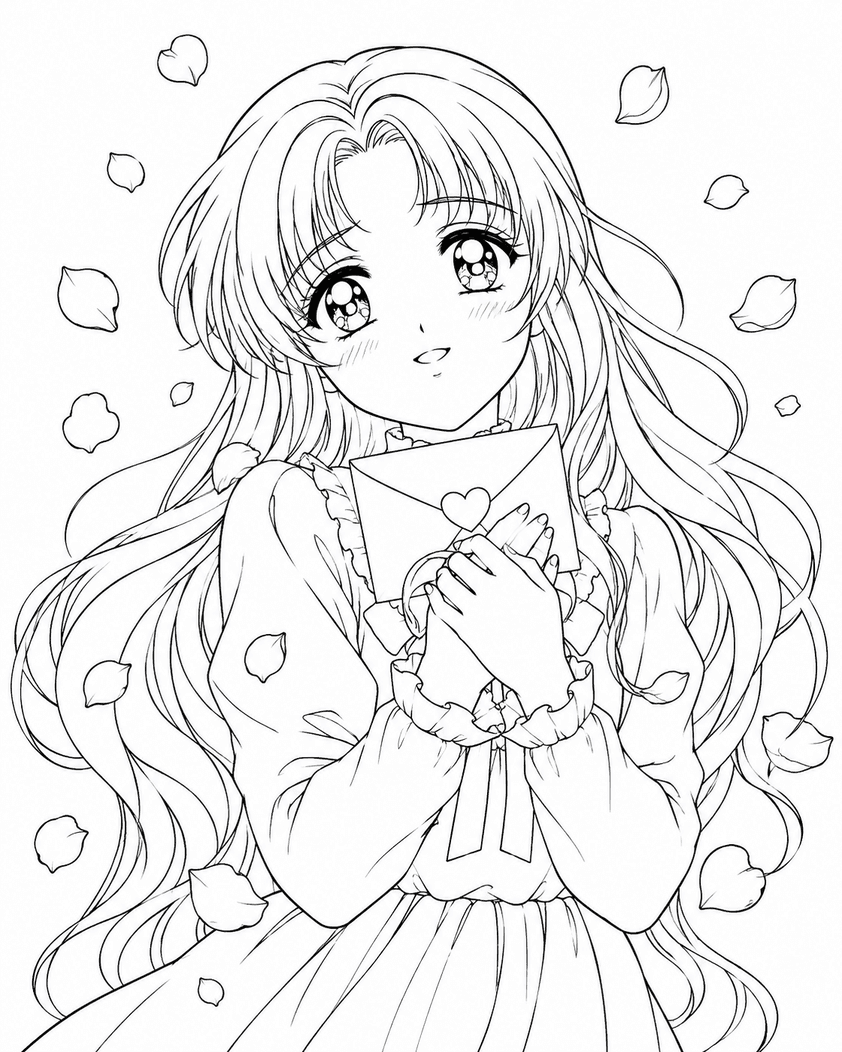 Shoujo Mädchen Anime Ausmalbild