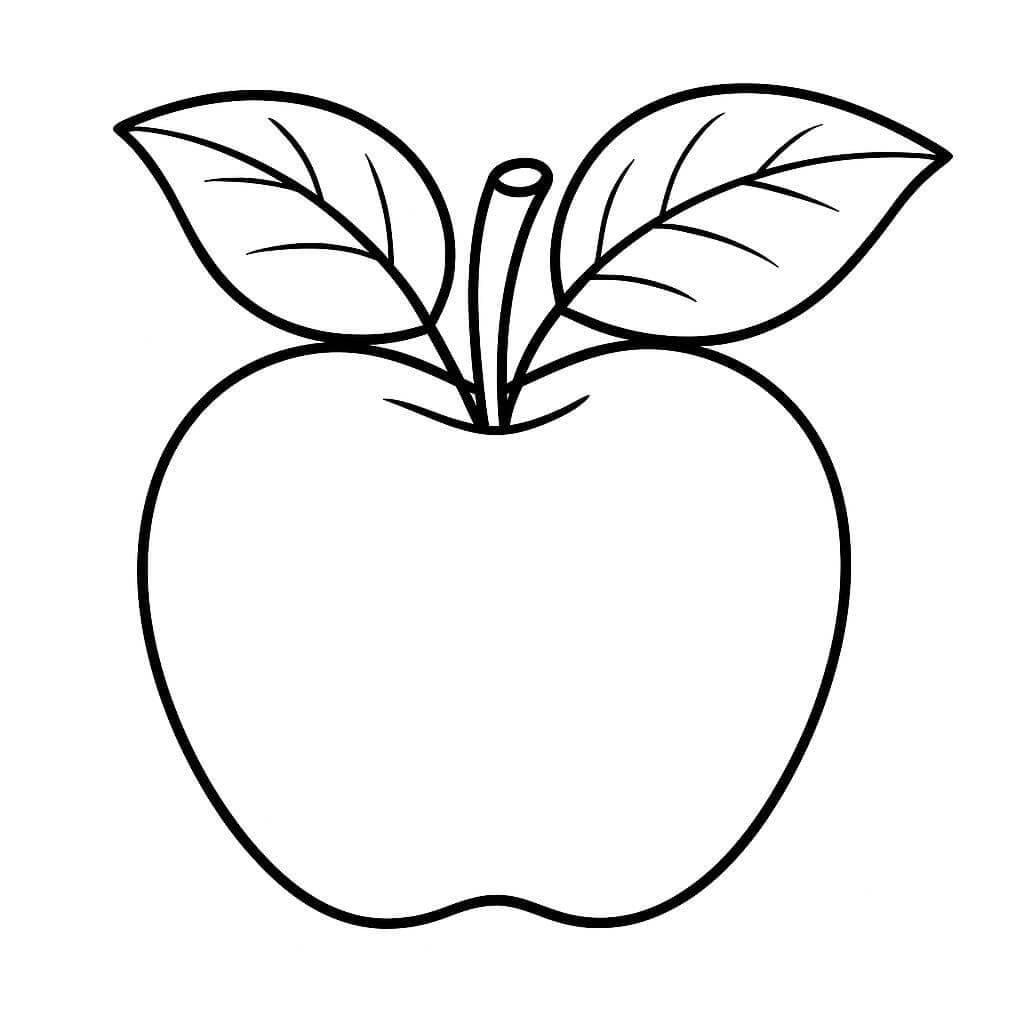 Apfel mit Blättern Ausmalbild