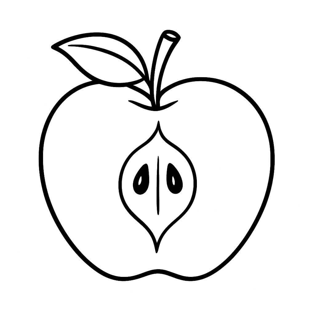 Geschnittener Apfel Ausmalbild