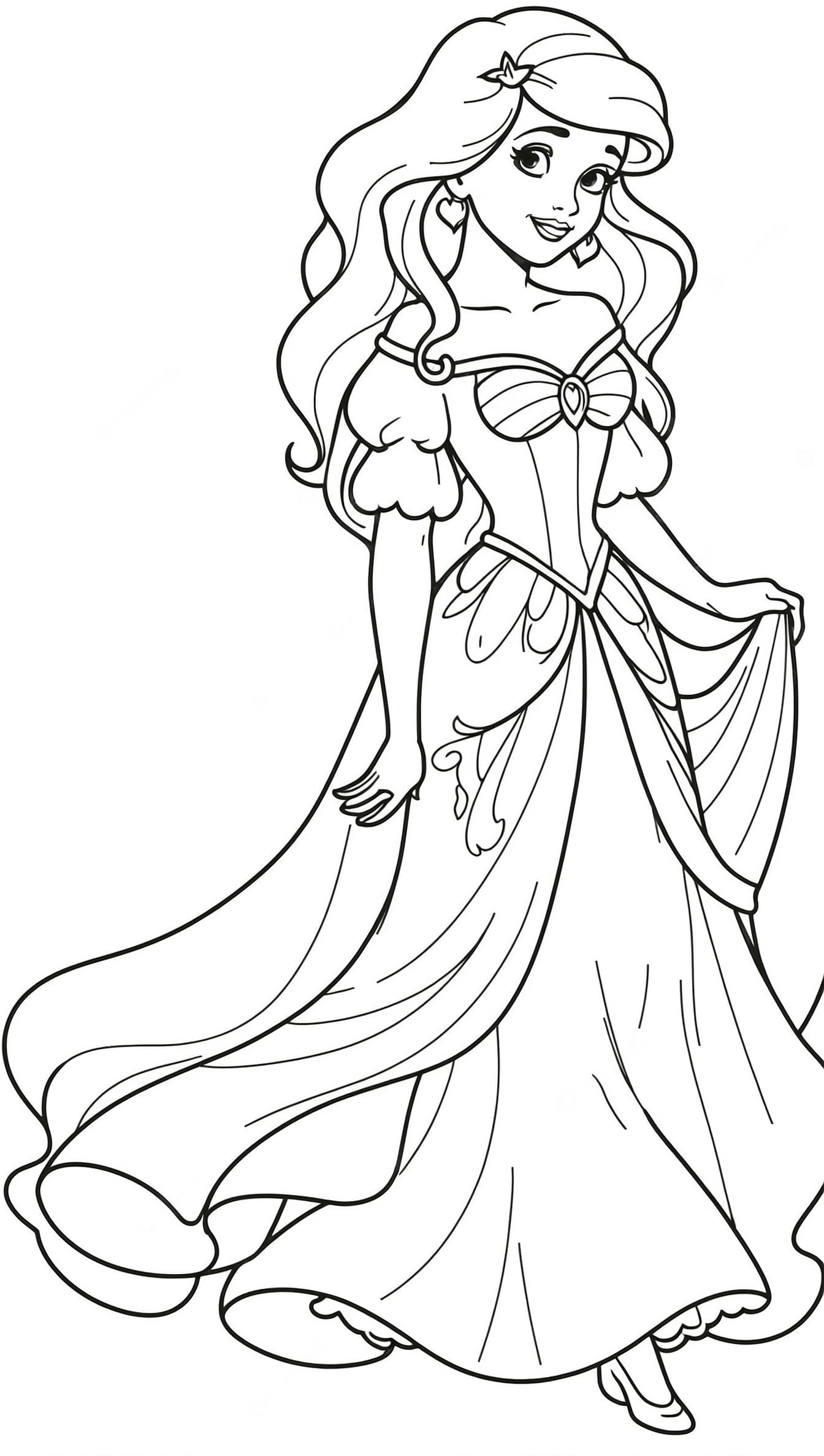 Ariel im Kleid Ausmalbild