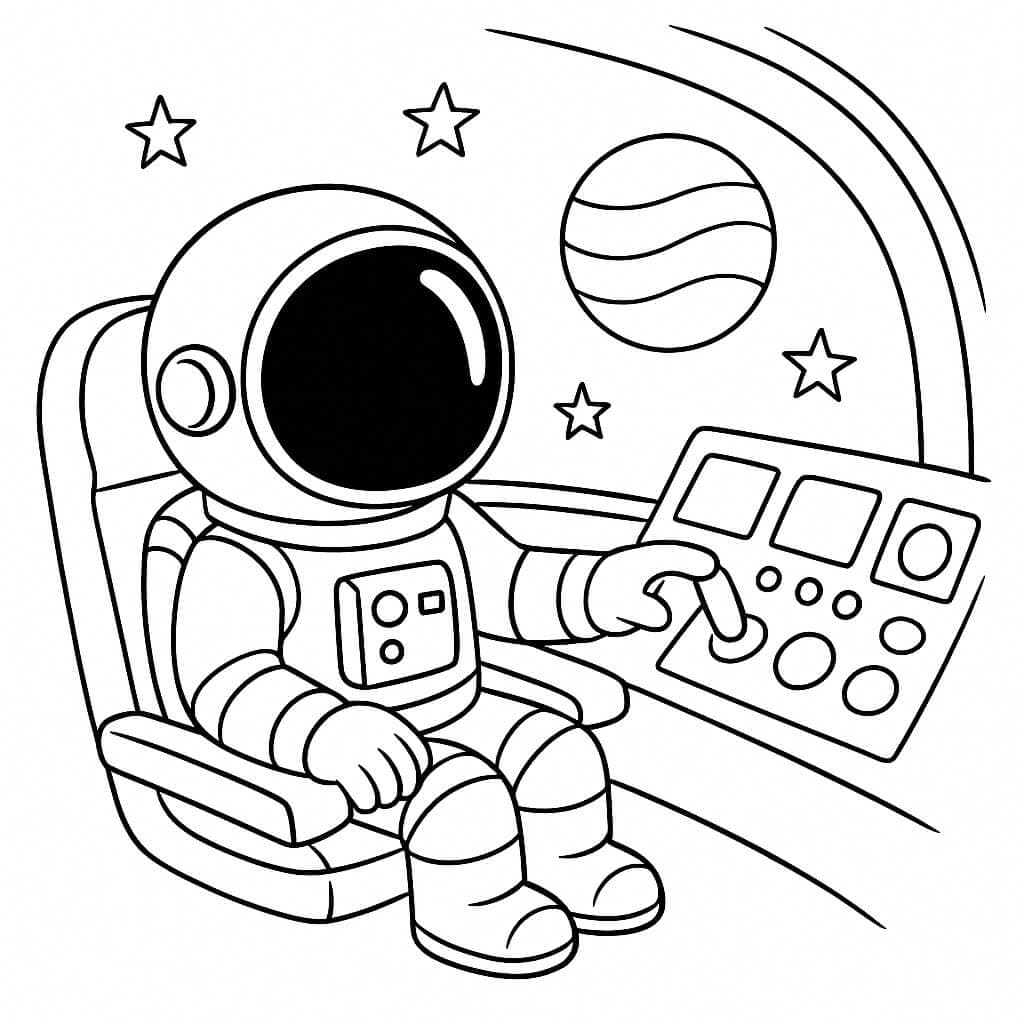 Astronaut im Cockpit Ausmalbild