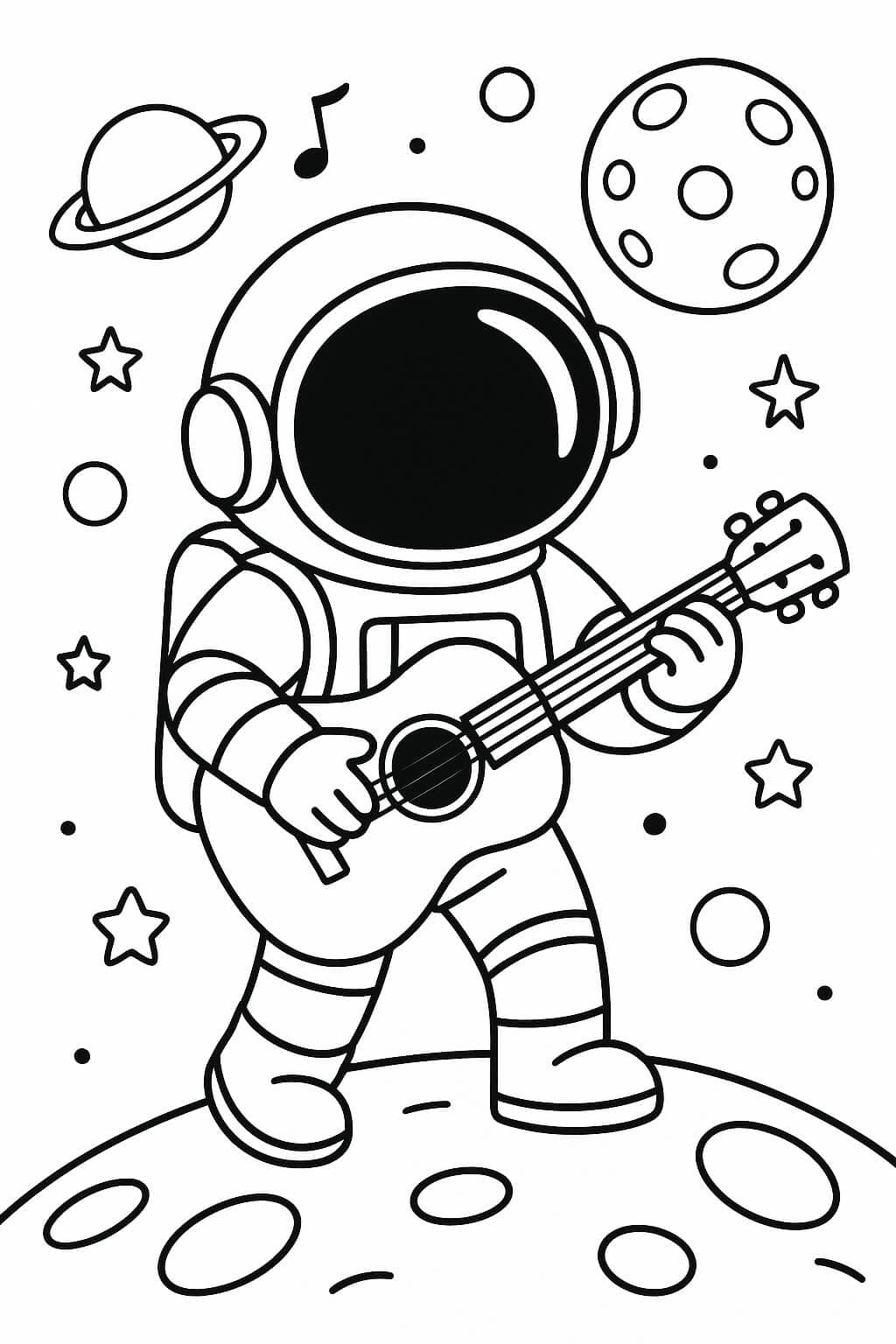 Astronaut spielt Gitarre Ausmalbild