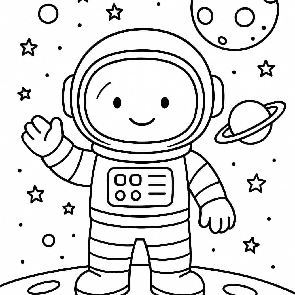 Astronaut winkt Ausmalbild