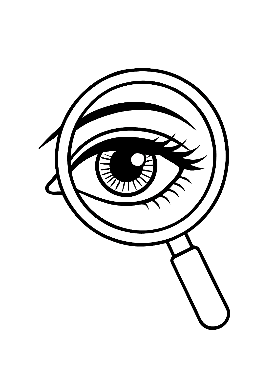 Auge mit Lupe Ausmalbild