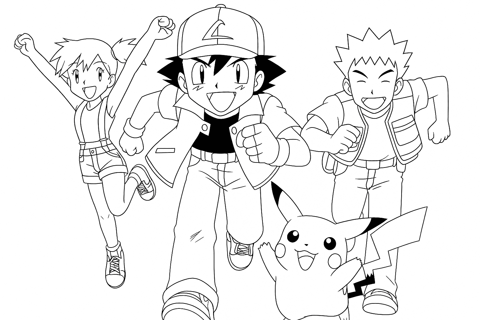 Ash, Rocko und Misty zum Ausmalen