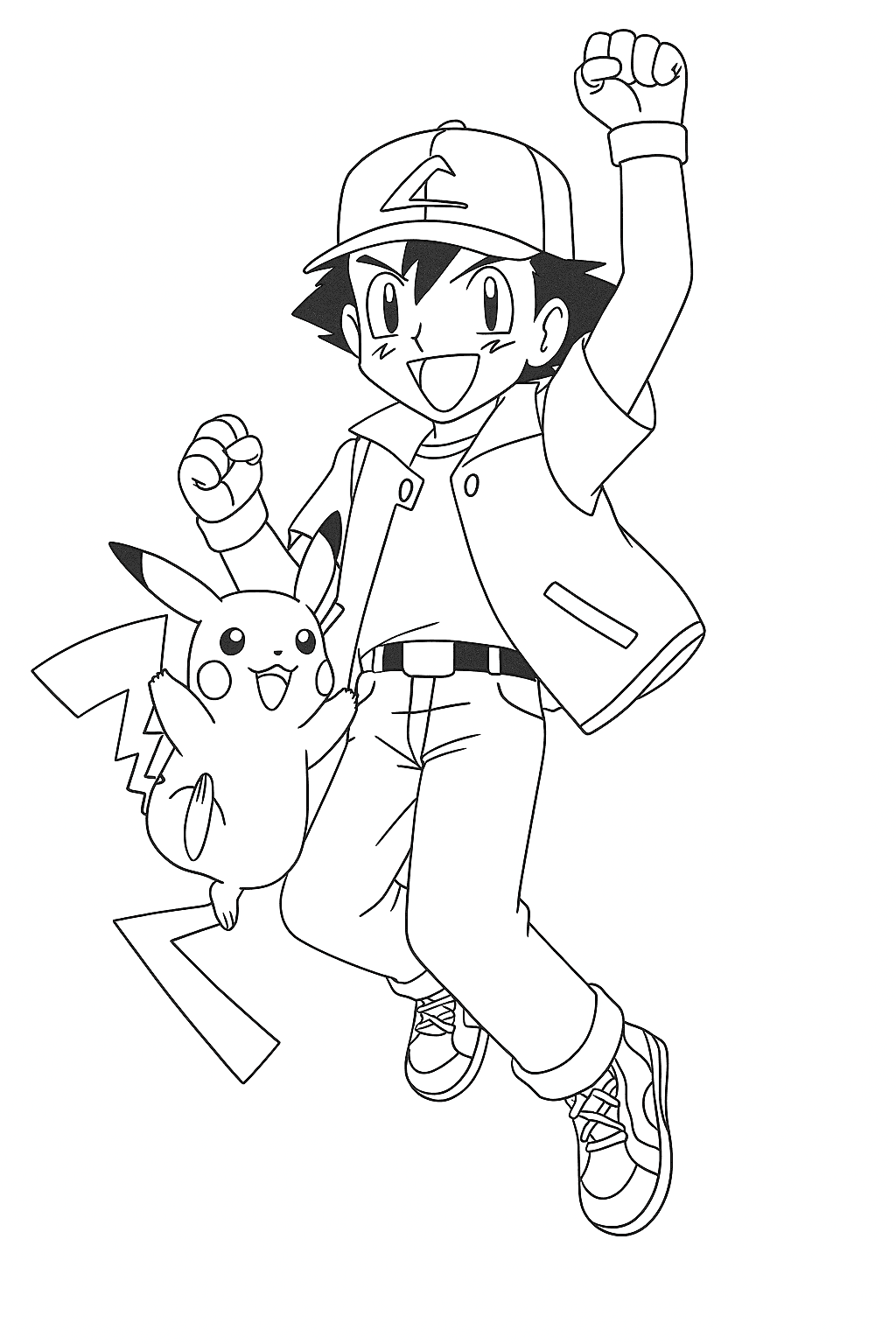 Ash und Pikachu zum Ausmalen