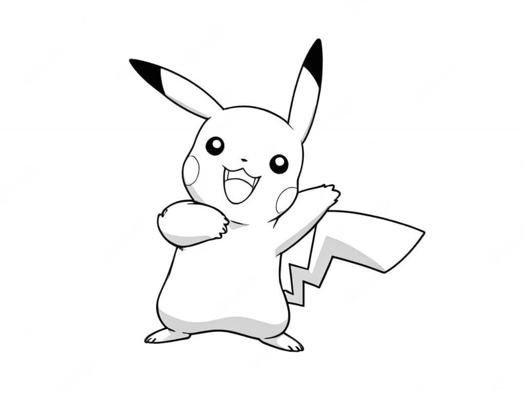 Pikachu winkt mit dem Arm zum Ausmalen