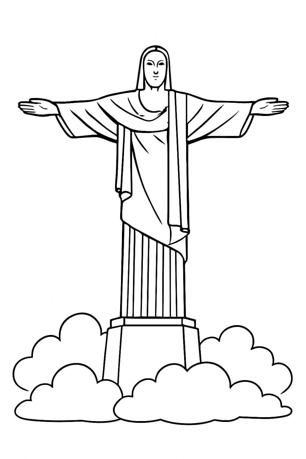 Christus der Erlöser in den Wolken Ausmalbild