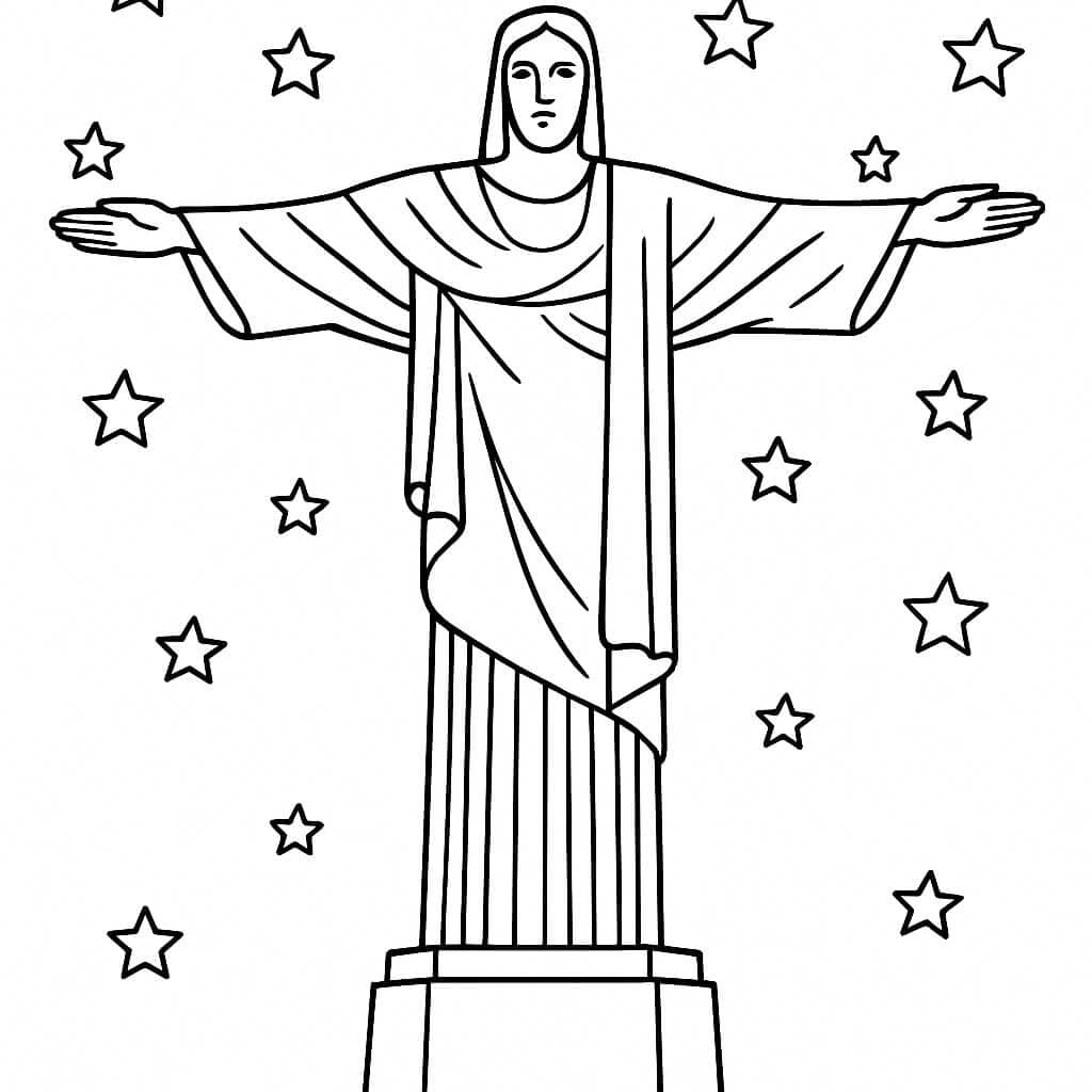 Christus der Erlöser und Stadt Ausmalbild