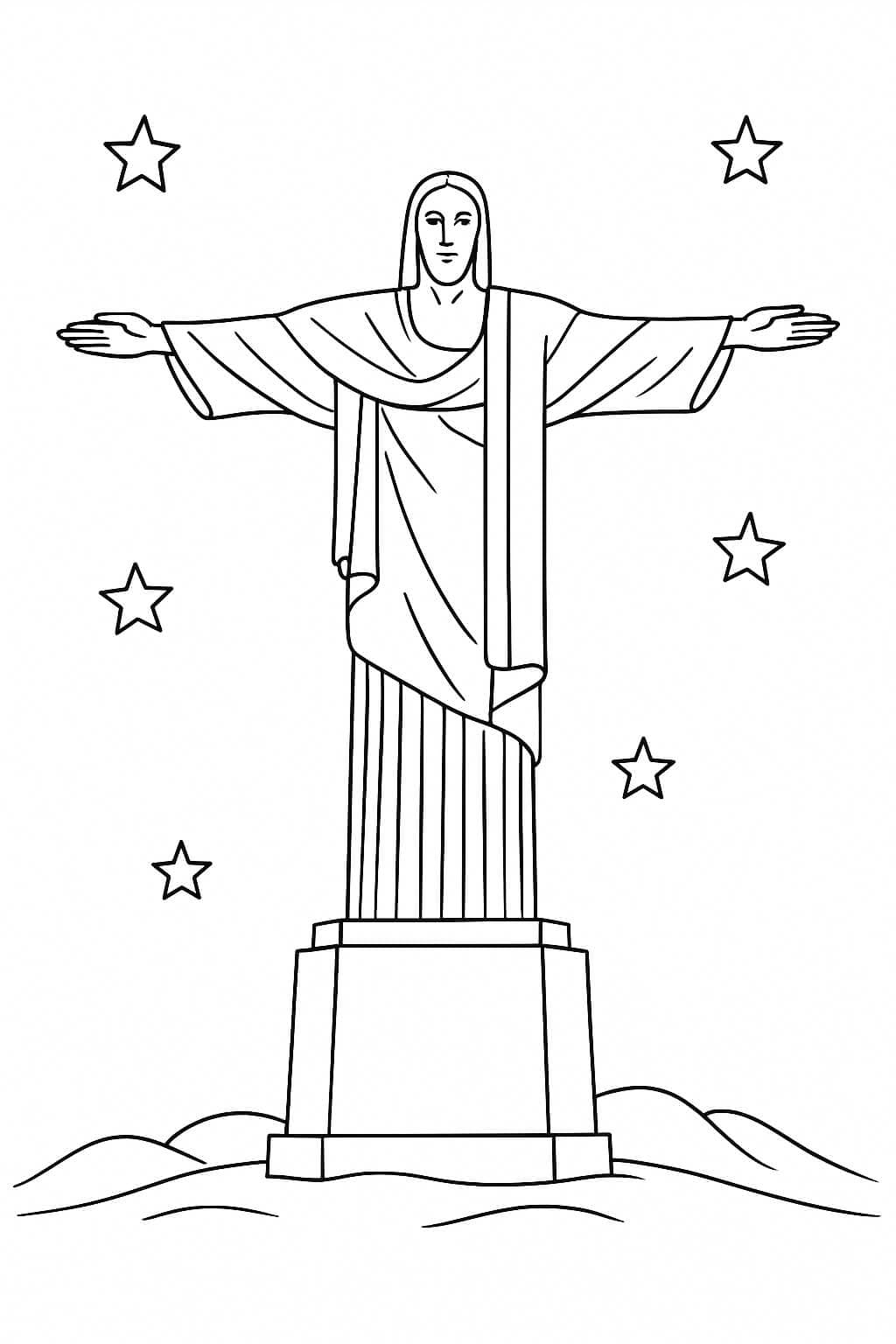 Christus der Erlöser unter Sternen Ausmalbild