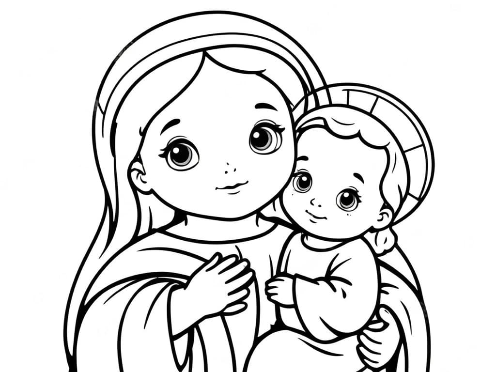 Jesus und Maria Ausmalbild