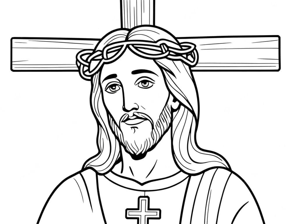 Jesus vor dem Kreuz Ausmalbild