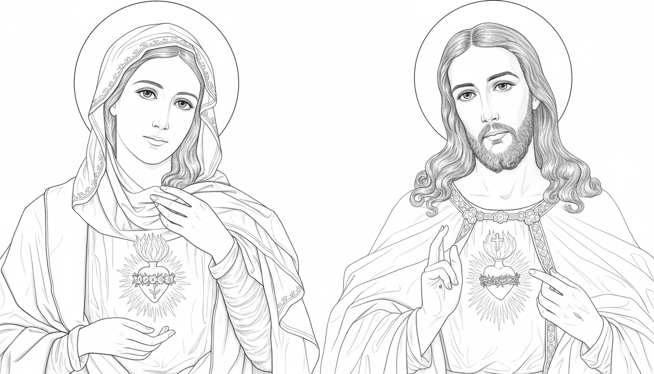Maria und Jesus Ausmalbild