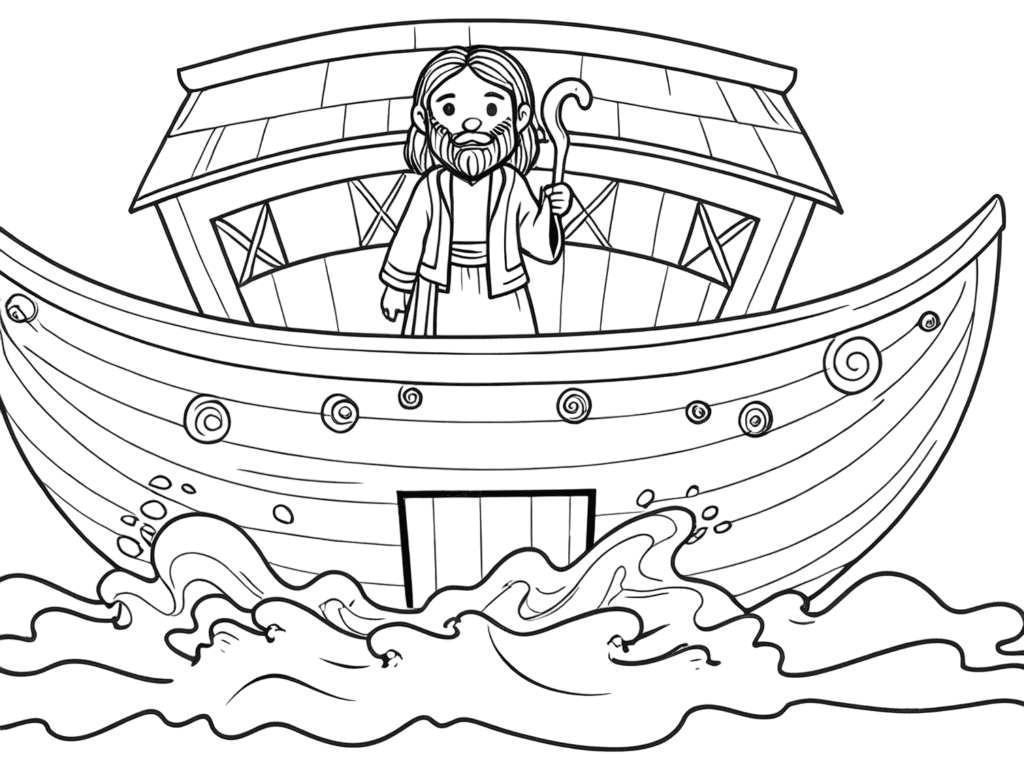 Noah in seiner Arche Ausmalbild
