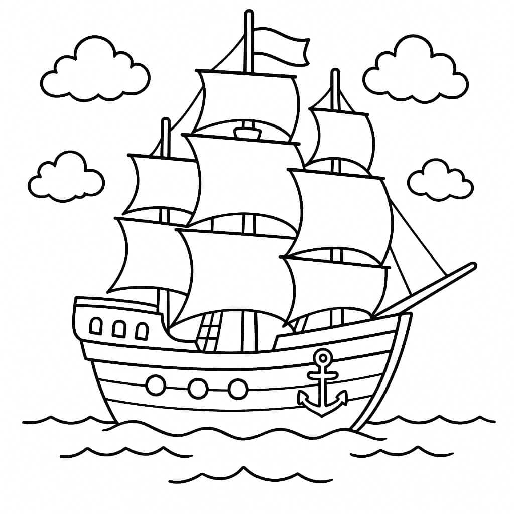 Detailliertes Schiff Ausmalbild