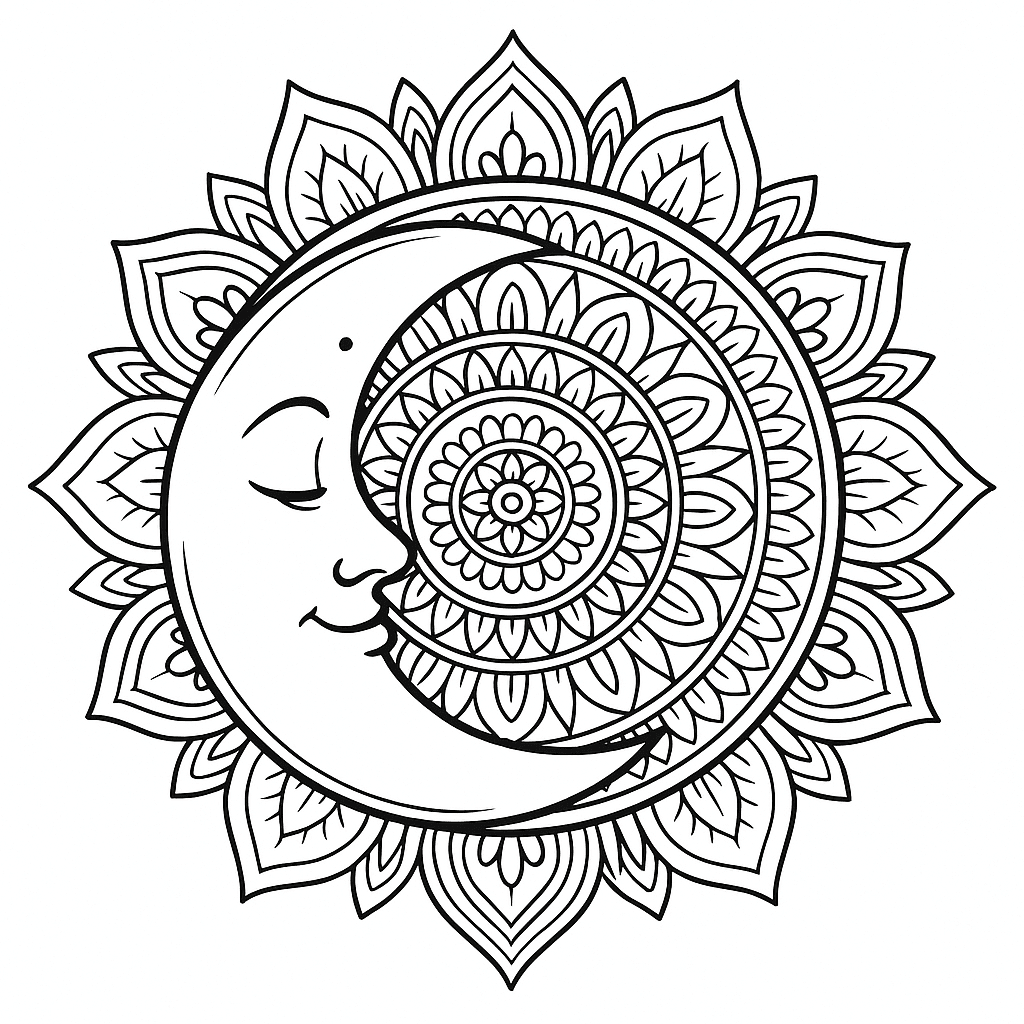 Mond Mandala Ausmalbild