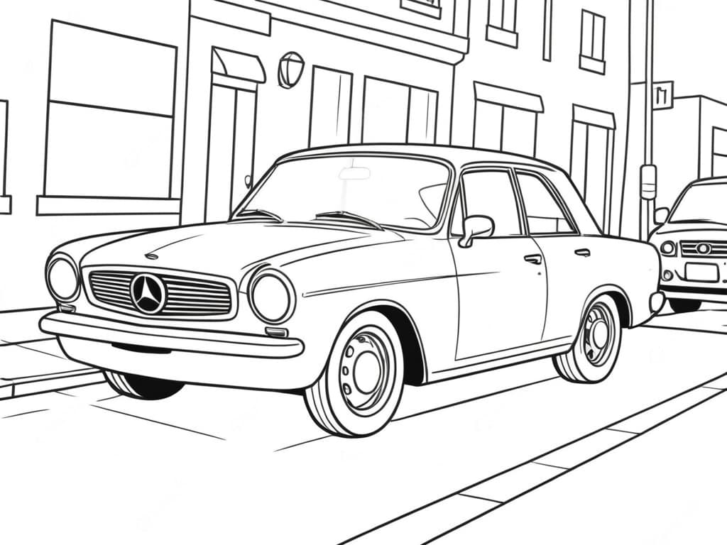 Klassische Oldtimer Limousine in der Stadt zum Ausmalen