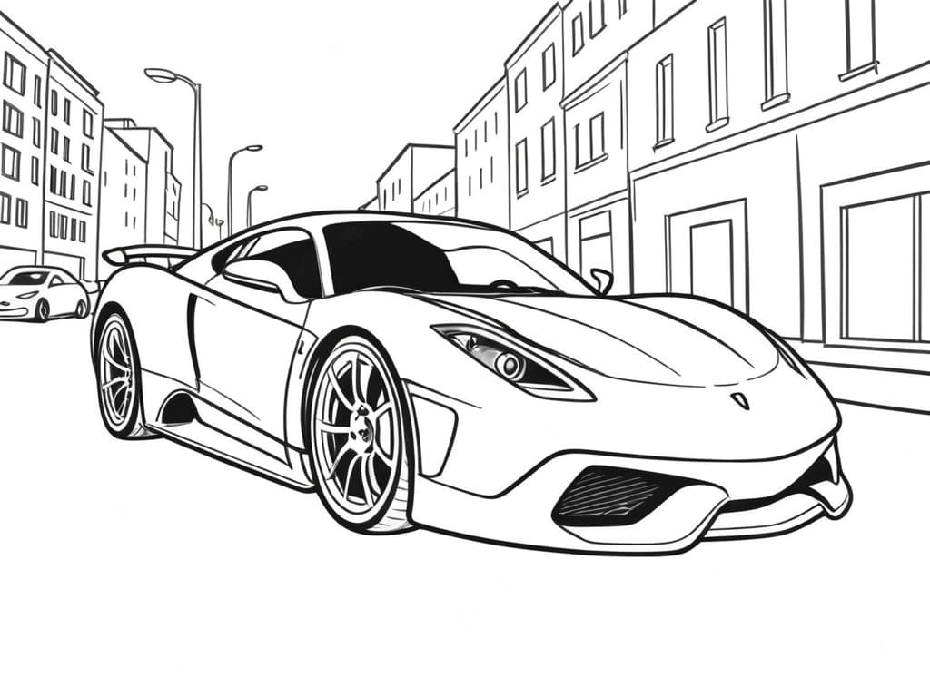 Moderner Supersportwagen in der Stadt zum Ausmalen