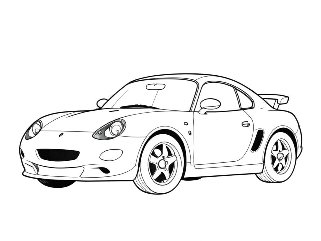 Sportcoupé mit Heckspoiler als Ausmalbild