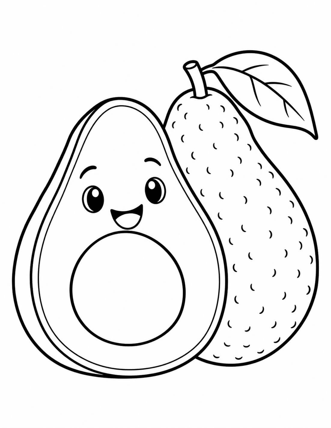 Avocado Ausmalbild – einfache Malvorlage für Kinder
