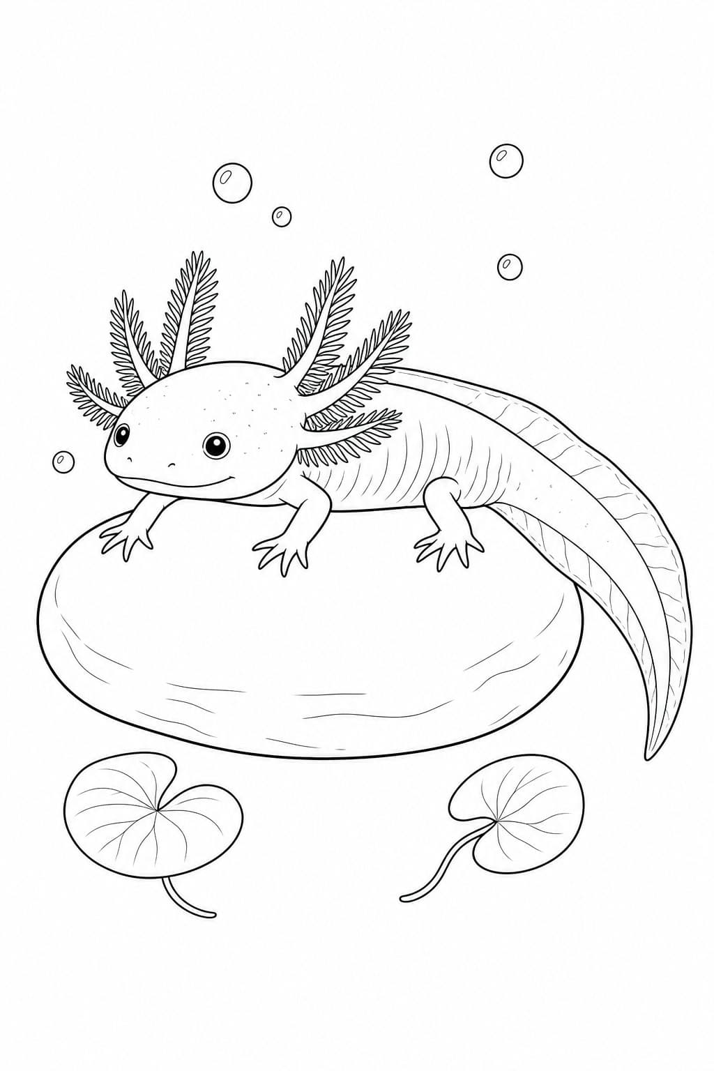 Axolotl auf einem Stein Ausmalbild
