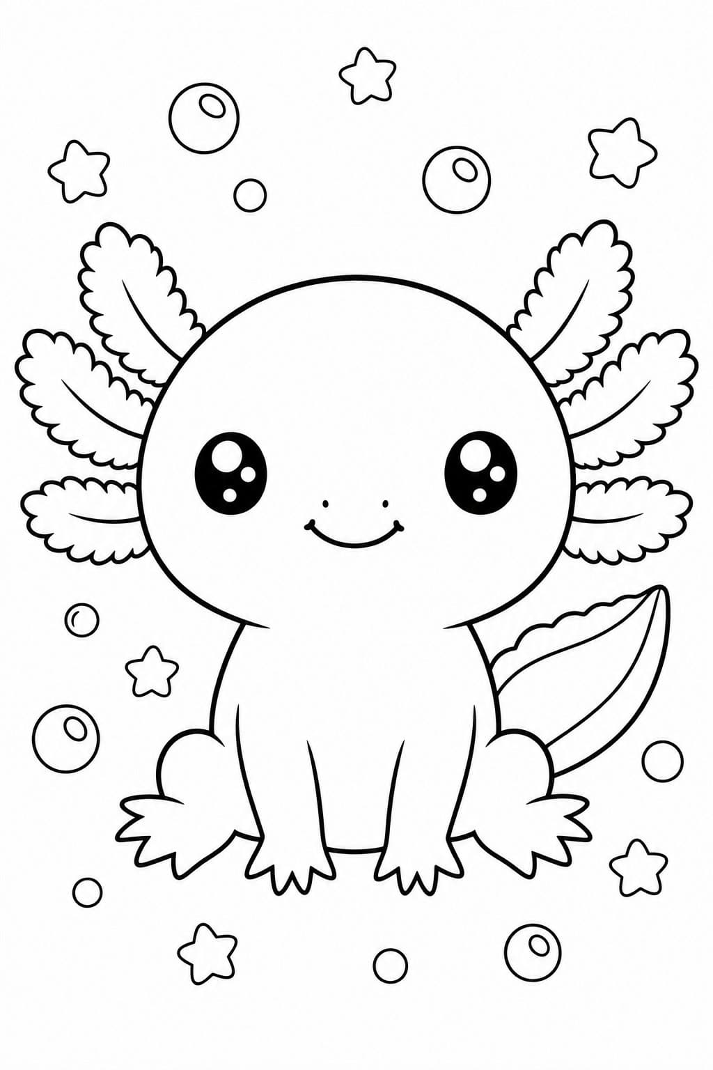 Kawaii Axolotl Ausmalbild